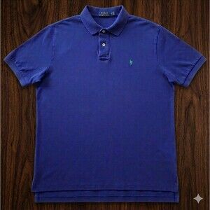 Polo Ralph Lauren Men’s L Blue Classic Fit Cotton Polo Shirt Green Pony Logo